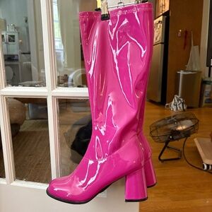 Patent pink boots